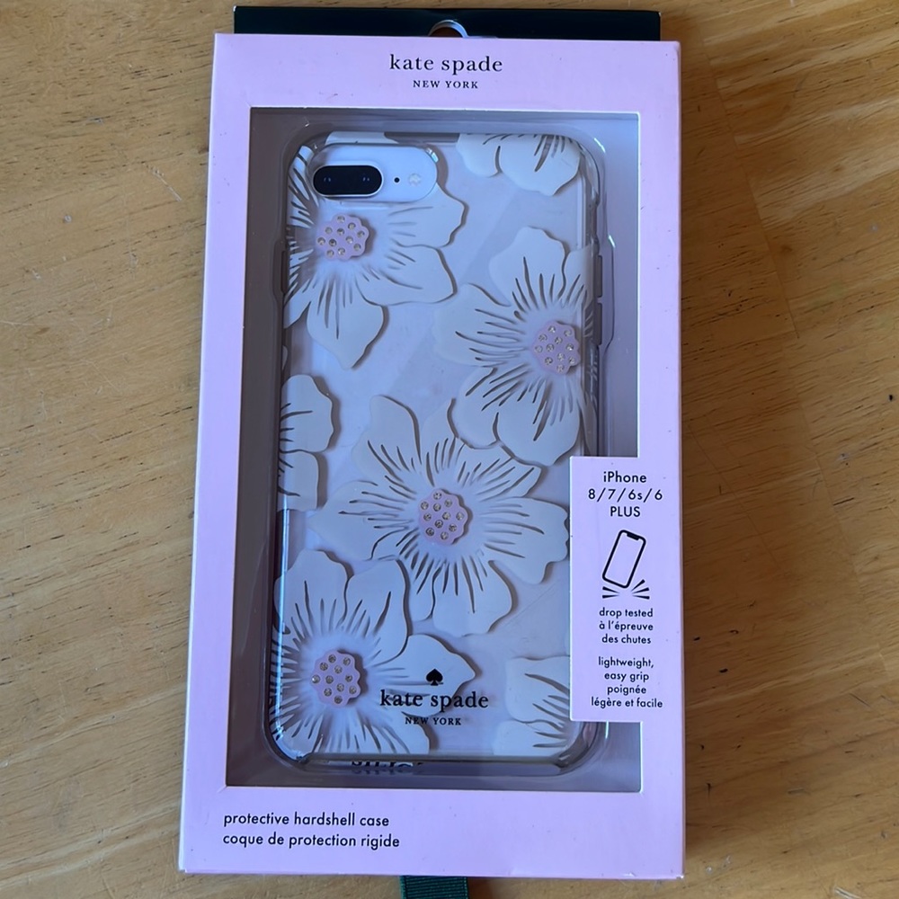 kate spade white floral iPhone Case with Pink Accents